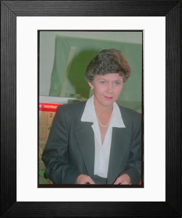 Framed Print : Linda Chavez Handing in Ballot Framed Print : Linda Chavez Handing in Ballot