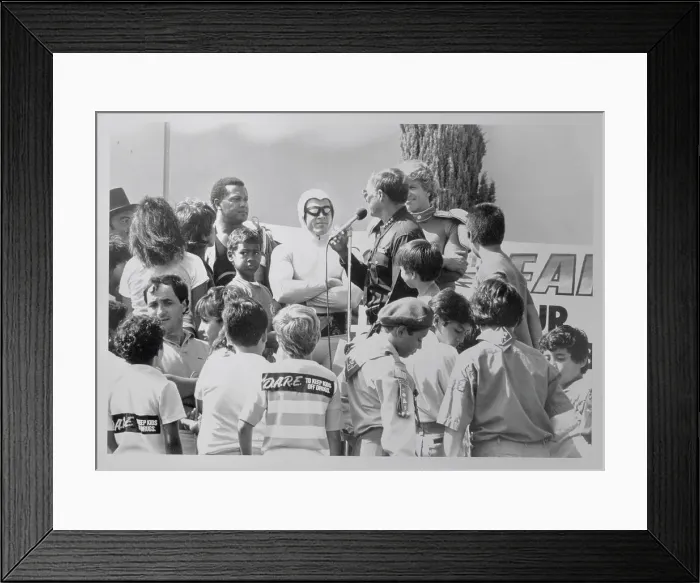 Framed Print : Comic Book Characters at Anti Drug Rally Framed Print : Comic Book Characters at Anti Drug Rally