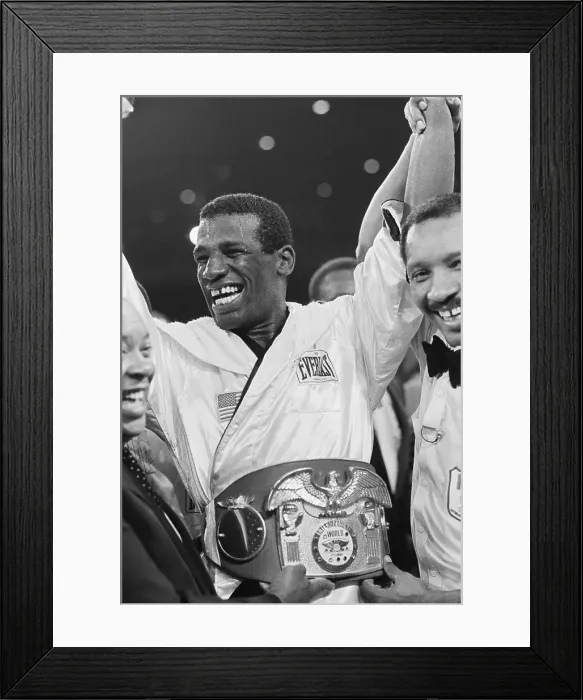Framed Print : Ref Raises Michael Spinks Hand Framed Print : Ref Raises Michael Spinks Hand
