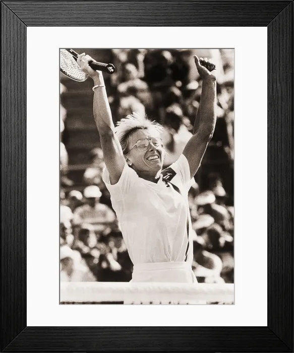 Framed Print : Martina Navratilova Throws Arms Up in Victory Framed Print : Martina Navratilova Throws Arms Up in Victory