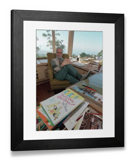 Framed Print : Dr. Seuss at his Office