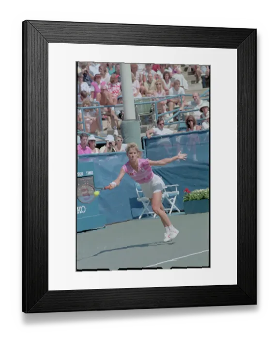 Framed Print : Tennis Player Chris Evert Lloyd in Action on the Court Framed Print : Tennis Player Chris Evert Lloyd in Action on the Court