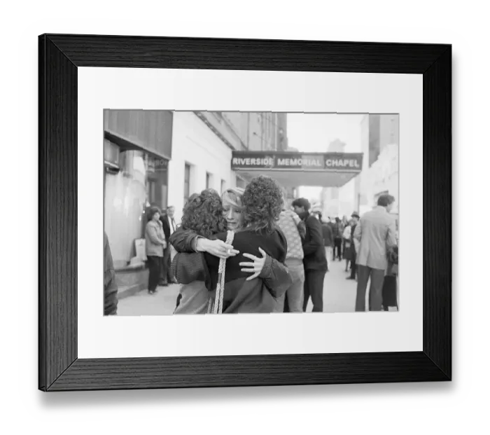 Framed Print : Friends Hugging at Jennifer Levin's Memorial Service Framed Print : Friends Hugging at Jennifer Levin's Memorial Service