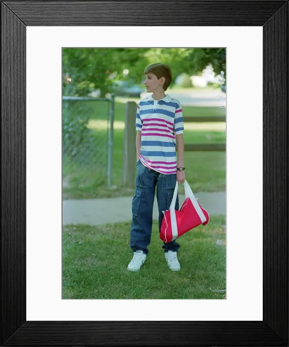 Framed Print : Ryan White Waiting For School Bus