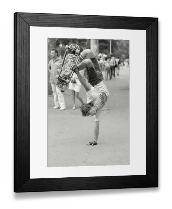 Framed Print : Man Doing Handstand On Skateboard Framed Print : Man Doing Handstand On Skateboard