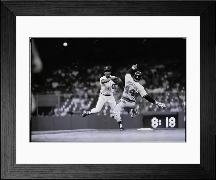 Framed Print : Reggie Jackson Trying To Slide To First