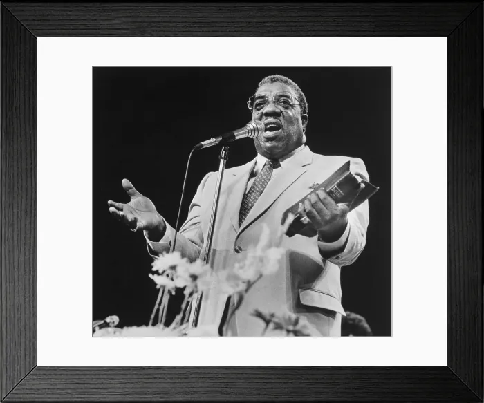 Framed Print : Reverend James Cleveland Standing at Microphone Framed Print : Reverend James Cleveland Standing at Microphone