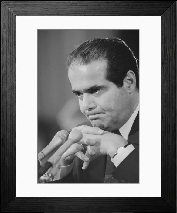 Framed Print : Antonin Scalia Behind Microphone