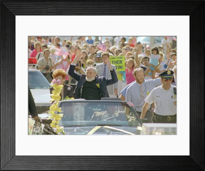 Framed Print : Lawrence Jenco and Mrs. George O'Brien Riding in Parade Framed Print : Lawrence Jenco and Mrs. George O'Brien Riding in Parade