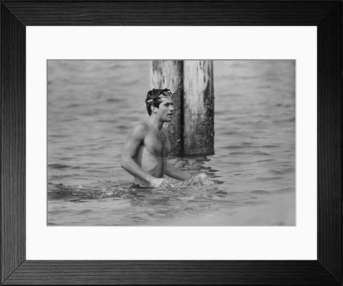 Framed Print : John F. Kennedy Jr. Swimming in Ocean