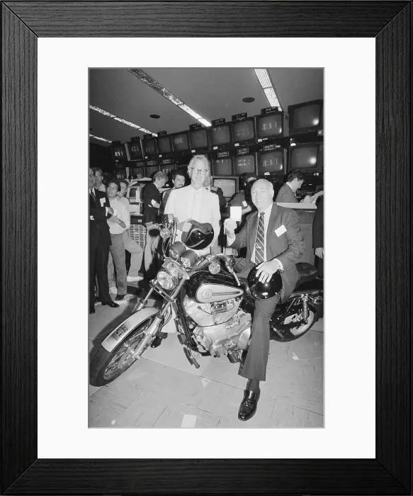Framed Print : Arthur Levitt Sitting on Motorcycle Framed Print : Arthur Levitt Sitting on Motorcycle