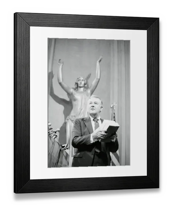 Framed Print : Edwin Meese Holding Final Reports Framed Print : Edwin Meese Holding Final Reports