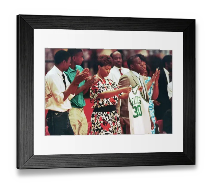 Framed Print : Lonise Bias Holding Celtics Jersey Framed Print : Lonise Bias Holding Celtics Jersey