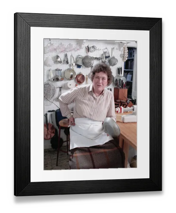 Framed Print : Julia Child in Kitchen Framed Print : Julia Child in Kitchen