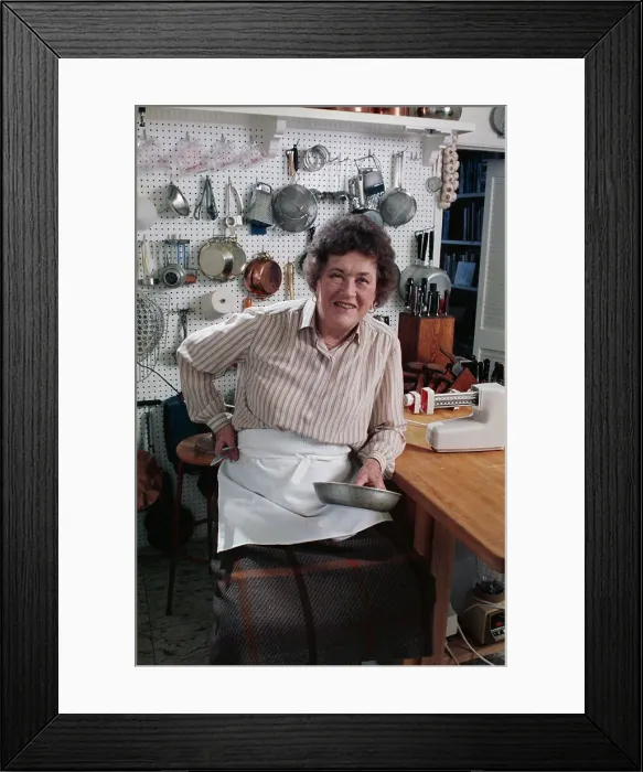 Framed Print : Julia Child Posing in her Kitchen Framed Print : Julia Child Posing in her Kitchen