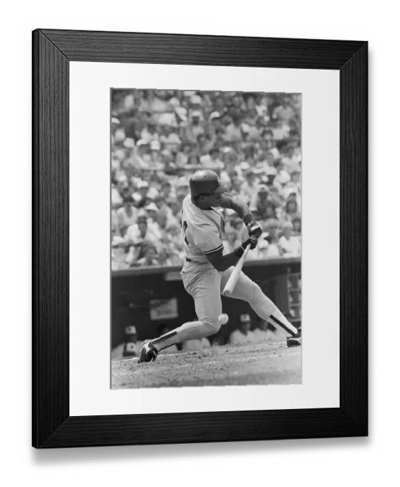 Framed Print : R Henderson Swinging Ball Near Bat