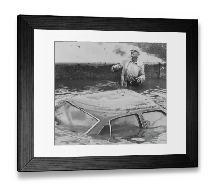 Framed Print : Man Stranded in Flood Waters Framed Print : Man Stranded in Flood Waters