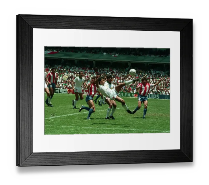 Framed Print : Hugo Sanchez Kicking the Ball