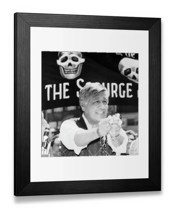 Framed Print : Cesar Chavez Squeezes Grapes In Rally Framed Print : Cesar Chavez Squeezes Grapes In Rally