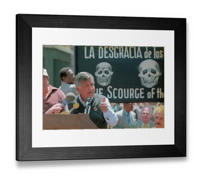 Framed Print : Cesar Chavez Speaking at Protest