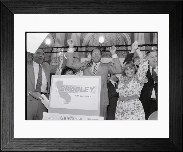 Framed Print : Tom Bradley and Wife Ethel Raising Hands Framed Print : Tom Bradley and Wife Ethel Raising Hands