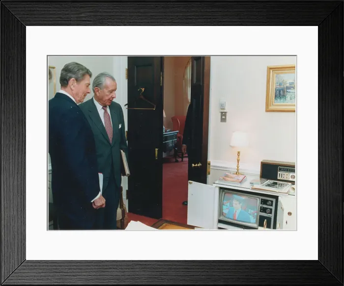 Framed Print : Ronald Reagan and Donald Regan Watching Television Framed Print : Ronald Reagan and Donald Regan Watching Television