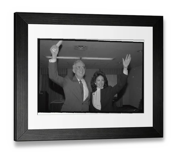 Framed Print : O'Rourke Introduces Running Mate Pirro