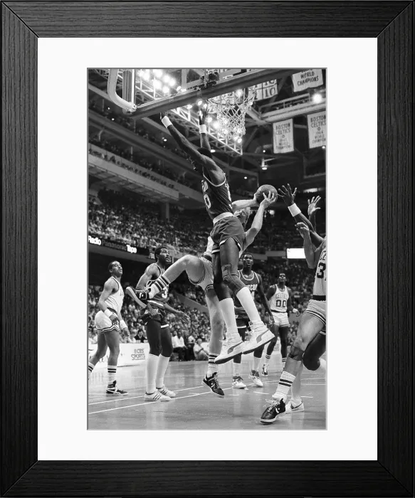 Framed Print : Ralph Sampson Blocking Larry Bird as He Goes for Shot Framed Print : Ralph Sampson Blocking Larry Bird as He Goes for Shot