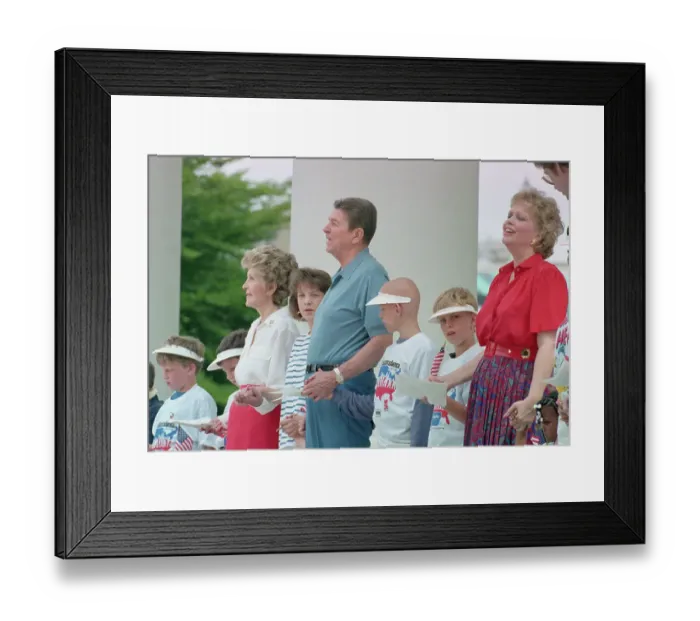 Framed Print : Ronald and Nancy Reagan Holding Hands of Children Framed Print : Ronald and Nancy Reagan Holding Hands of Children