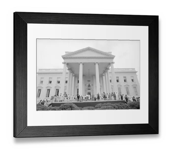 Framed Print : President and Nancy Reagan Participating in Hands Across America