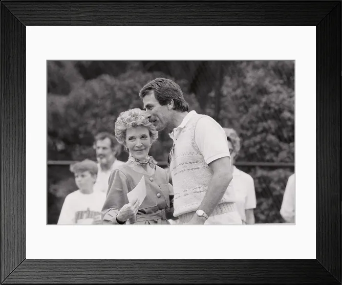 Framed Print : Nancy Reagan Conversing with Actor Tom Selleck Framed Print : Nancy Reagan Conversing with Actor Tom Selleck