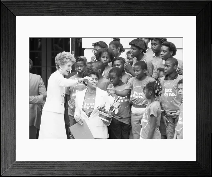 Framed Print : Nancy Reagan with Just Say No Teens Framed Print : Nancy Reagan with Just Say No Teens