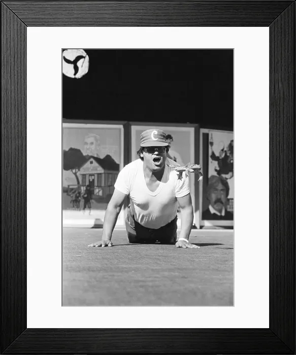 Framed Print : Man Urging Frog to Jump Framed Print : Man Urging Frog to Jump