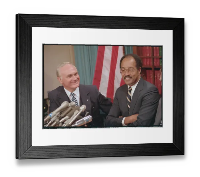 Framed Print : William Gray and Delbert Latta Speaking to Reporters Framed Print : William Gray and Delbert Latta Speaking to Reporters