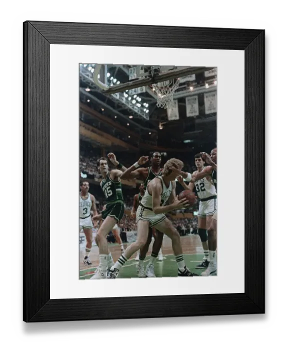 Framed Print : Larry Bird in Playoff Action Against the Milwaukee Bucks Framed Print : Larry Bird in Playoff Action Against the Milwaukee Bucks