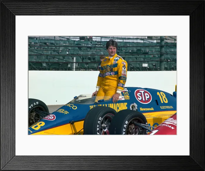 Framed Print : Michael Andretti Standing in Car Framed Print : Michael Andretti Standing in Car