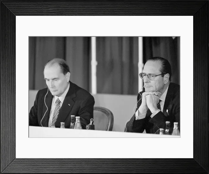 Framed Print : Jacques Chirac And Francois Mitterrand at Economic Summit Framed Print : Jacques Chirac And Francois Mitterrand at Economic Summit
