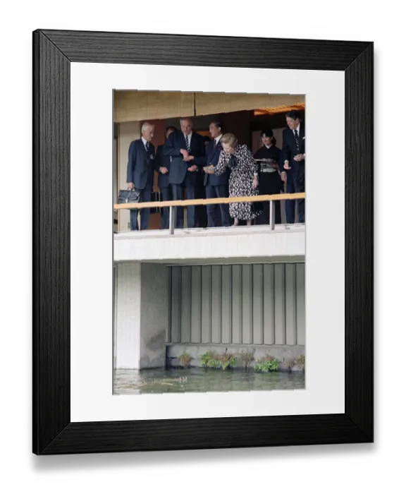 Framed Print : Ronald Reagan Feeding Fish with Summit Leaders Framed Print : Ronald Reagan Feeding Fish with Summit Leaders