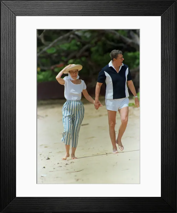 Framed Print : Mr. And Mrs. Ronald Reagan Walking on Beach Framed Print : Mr. And Mrs. Ronald Reagan Walking on Beach
