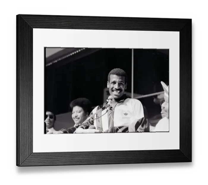 Framed Print : Michael Spinks Smiling at Press Conference Framed Print : Michael Spinks Smiling at Press Conference