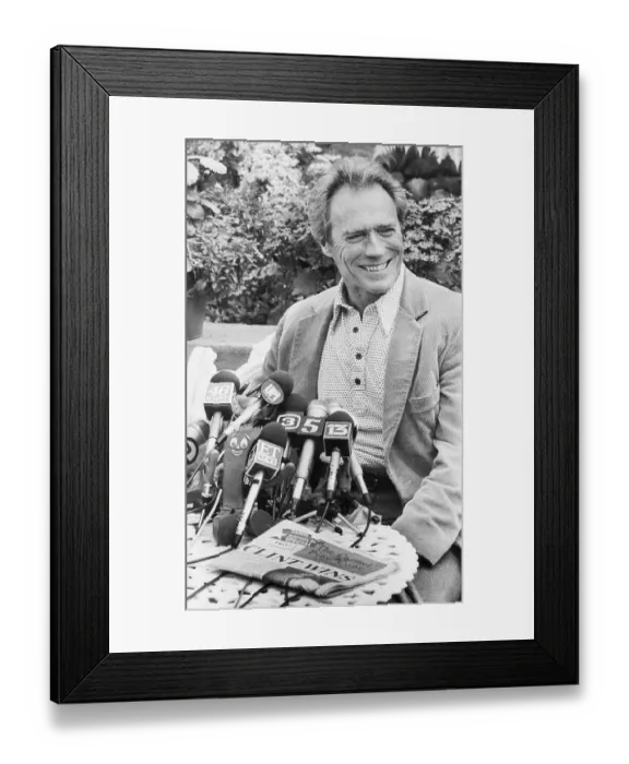 Framed Print : Mayor Clint Eastwood Smiling at Press Framed Print : Mayor Clint Eastwood Smiling at Press