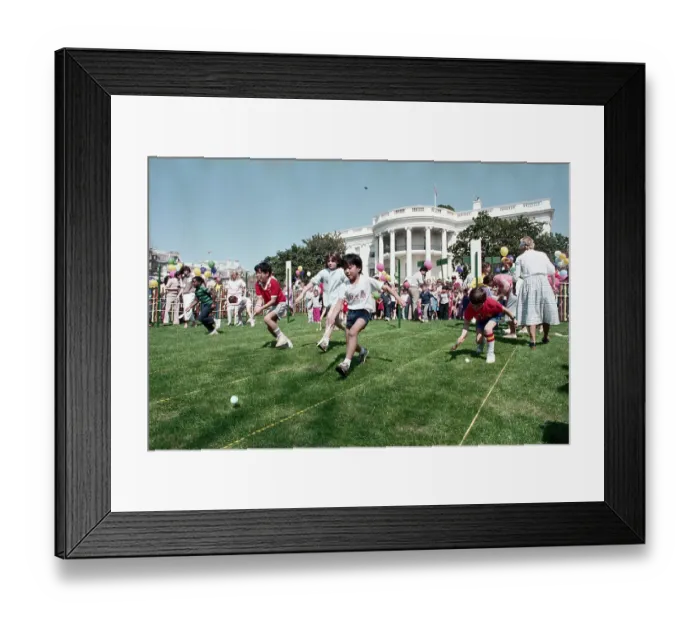 Framed Print : Kids on White House Lawn in Easter Egg Race Framed Print : Kids on White House Lawn in Easter Egg Race