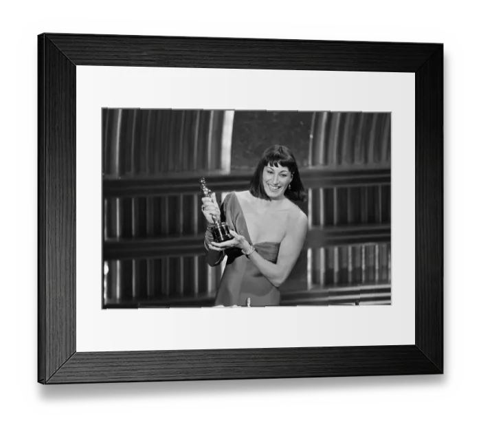 Framed Print : Anjelica Huston Holding Oscar Framed Print : Anjelica Huston Holding Oscar