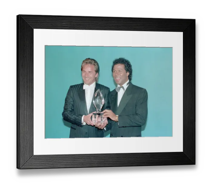 Framed Print : Don Johnson and Michael Thomas Holding Awards Framed Print : Don Johnson and Michael Thomas Holding Awards