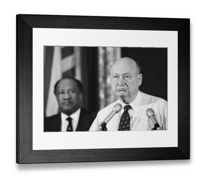 Framed Print : New York Mayor Ed Koch Addressing Press Framed Print : New York Mayor Ed Koch Addressing Press