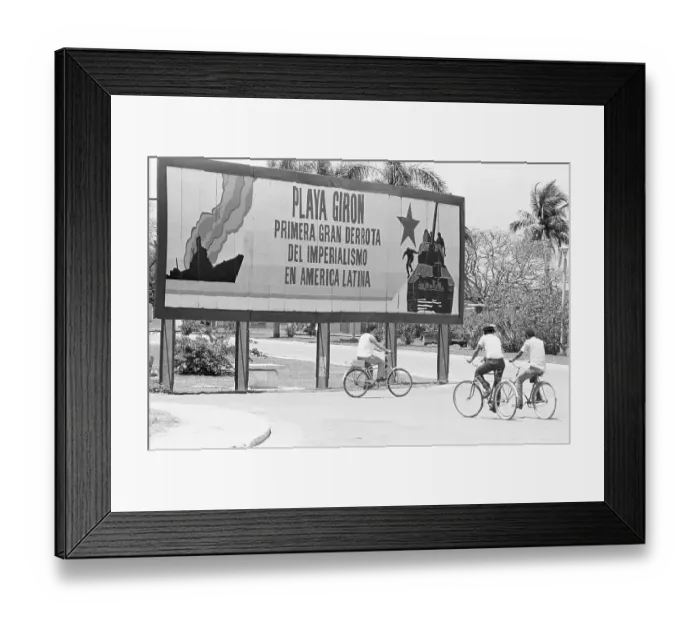 Framed Print : Pedestrians Passing Banner Depicting Cuban Pride Framed Print : Pedestrians Passing Banner Depicting Cuban Pride