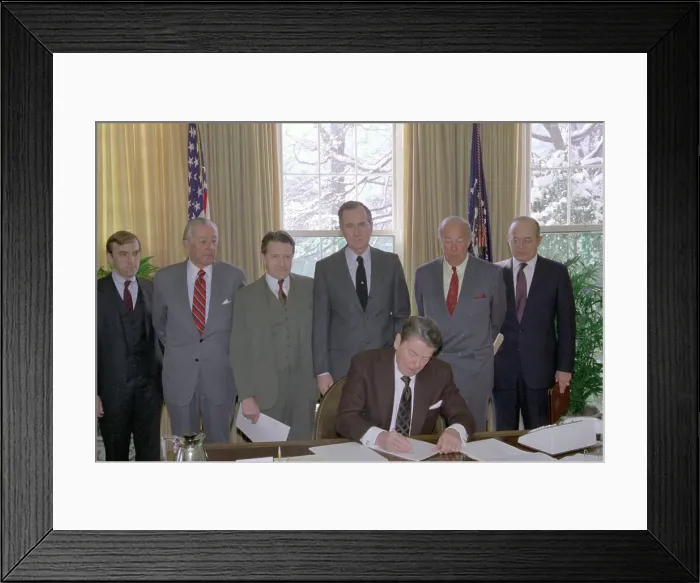 Framed Print : Ronald Reagan Signing Request Framed Print : Ronald Reagan Signing Request