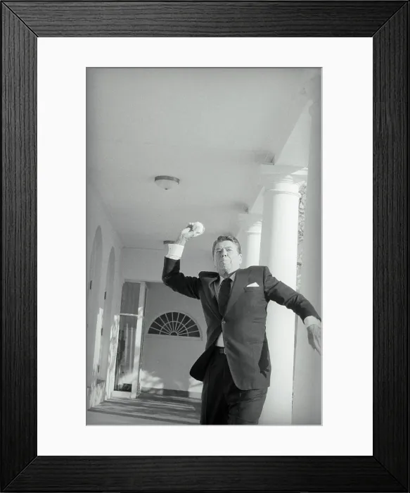 Framed Print : Ronald Reagan Pitching Snowball Framed Print : Ronald Reagan Pitching Snowball