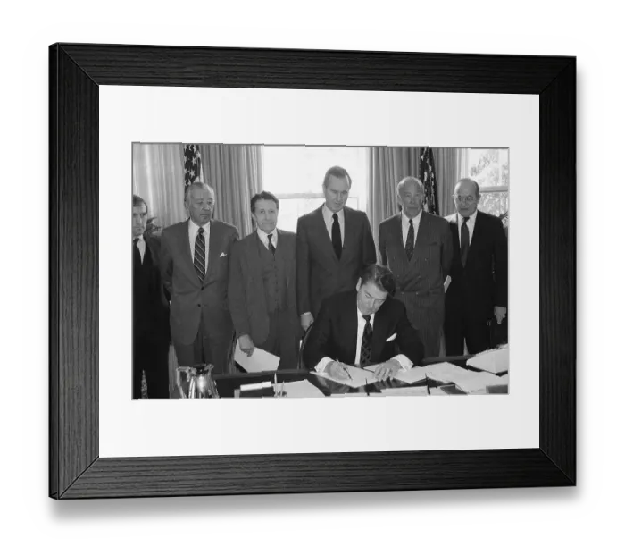 Framed Print : Ronald Reagan Signing Document