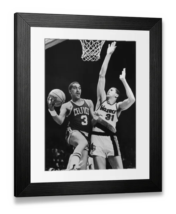 Framed Print : Dennis Johnson Drives for Lay Up Against Sam Bowie Framed Print : Dennis Johnson Drives for Lay Up Against Sam Bowie